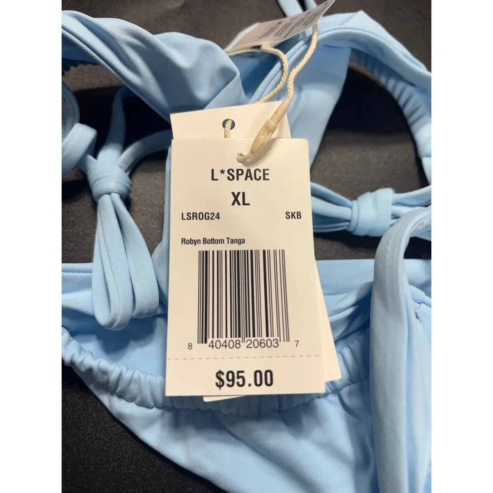 L*Space Robyn Bottom Tanga Sky Blue Bikini Swim Bottom LSROG24 Mens X-Large NEW
